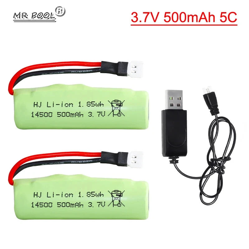 3.7V 500mAh 14500 Lipo Battery XH2.54 plug + USB for Voor DE35 DE38 RC Climbing