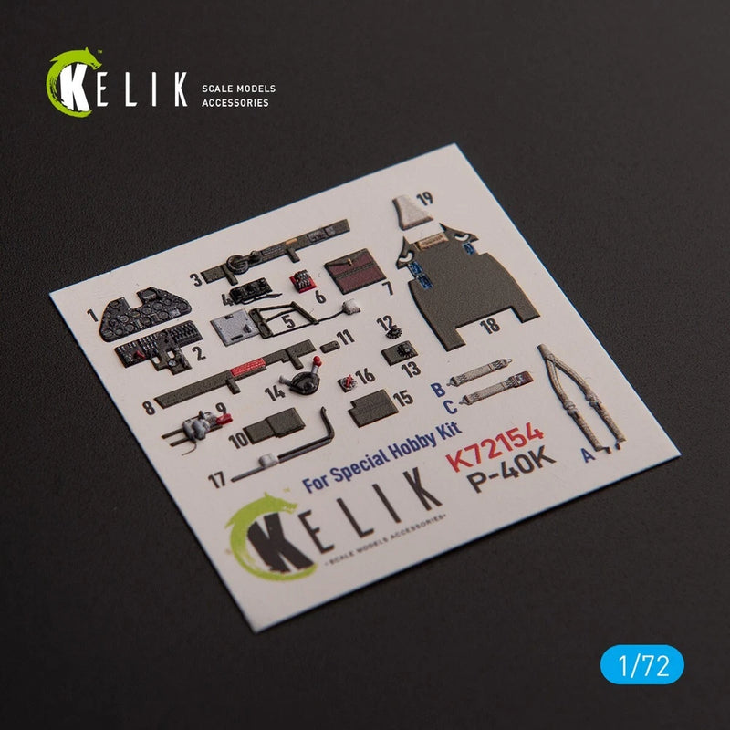 1/72 Kelik K72154 P-40K - interior 3D decals for Special Hobby kit