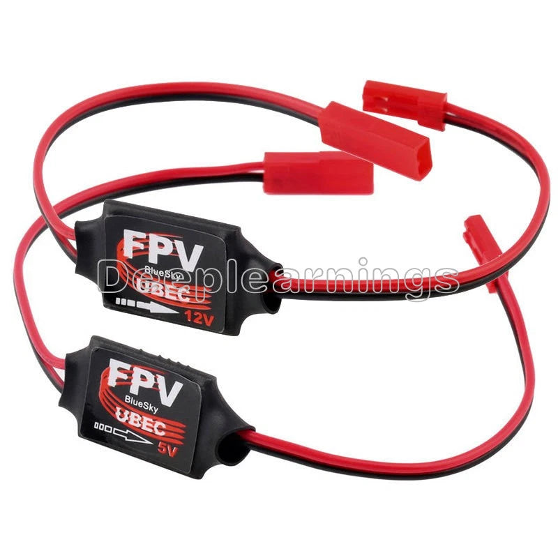 DC-DC step-down converter module with red/black wires and red plug connectors