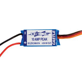 Castle Creations 10 Amp peak ESC module with blue case and red/black input wires