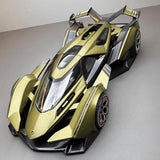 Lamborghini Vision GT alloy car model, gold and black, front 3/4 view, 1:24 scale
