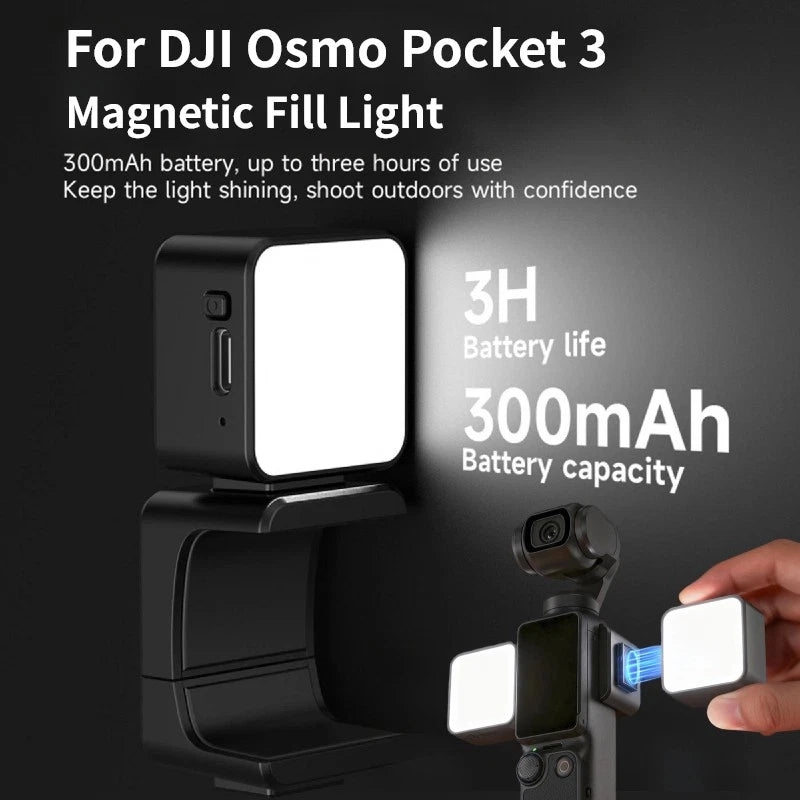 Magnetic LED fill light accessory with quick release, black housing and light panel