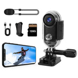 JJPOBYL 4K Thumb Action Camera, 128GB Wearable Mini Body Cam, with Magnetic