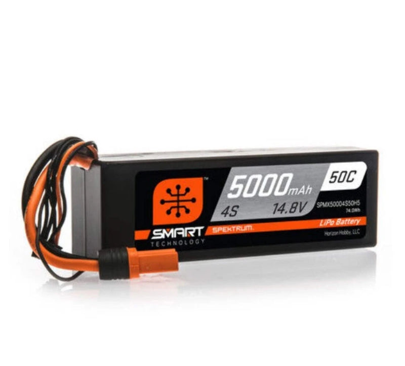 SPEKTRUM 5000MAH 4S 14.8V 50C SMART LIPO HARDCASE ; IC5 BATTERY