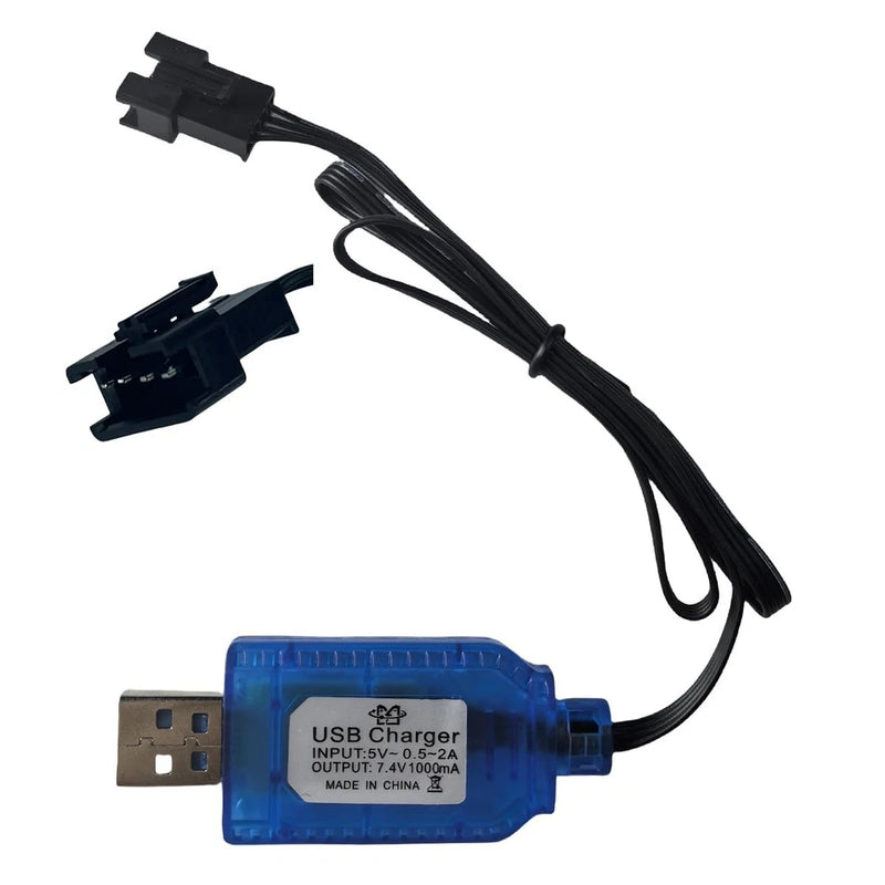 7.4V USB Charger Cable with SM-4PIN Plug Compatible RC Car Plane Blue Battery