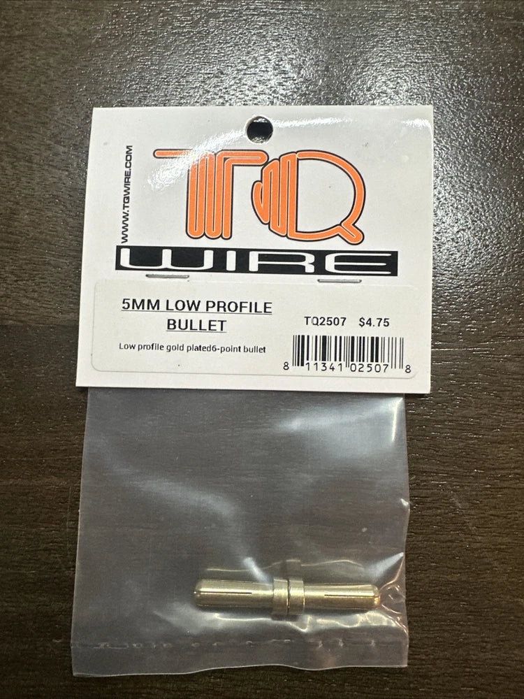 TQ Wire 2507 5mm "Low Profile" Male Bullet Connector (Gold) (2) - New - Sealed Battery