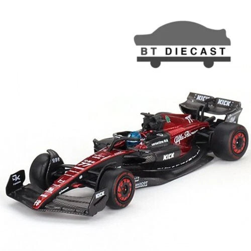 1/64 F1 race car die-cast model in red and black with sponsor markings