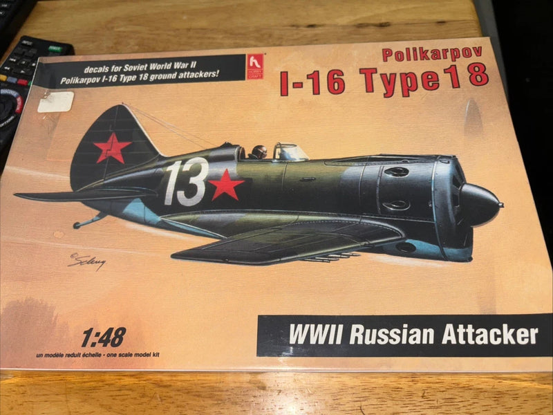 WWII Russian attacker model kit box with Polikarpov I-16 Type 18 artwork