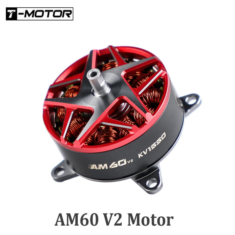 T-MOTOR AM60 V2 brushless motor with red stator and black housing, four mounting feet