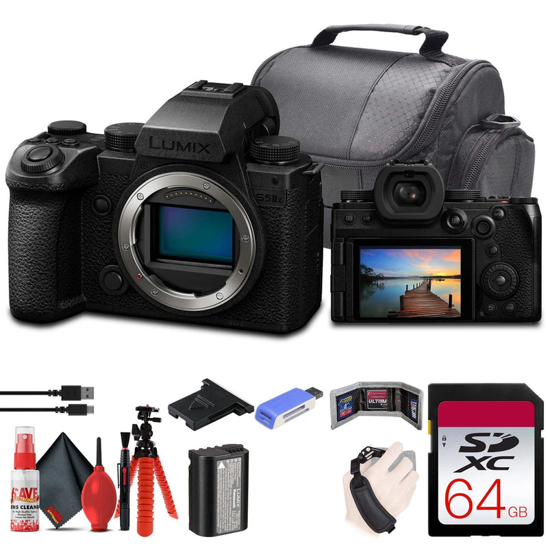 Panasonic Lumix S5 IIX Mirrorless Camera + 64GB Memory Card + Card Reader + More