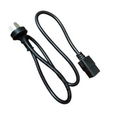 Black AC power cable with two-prong plug and IEC-style connector