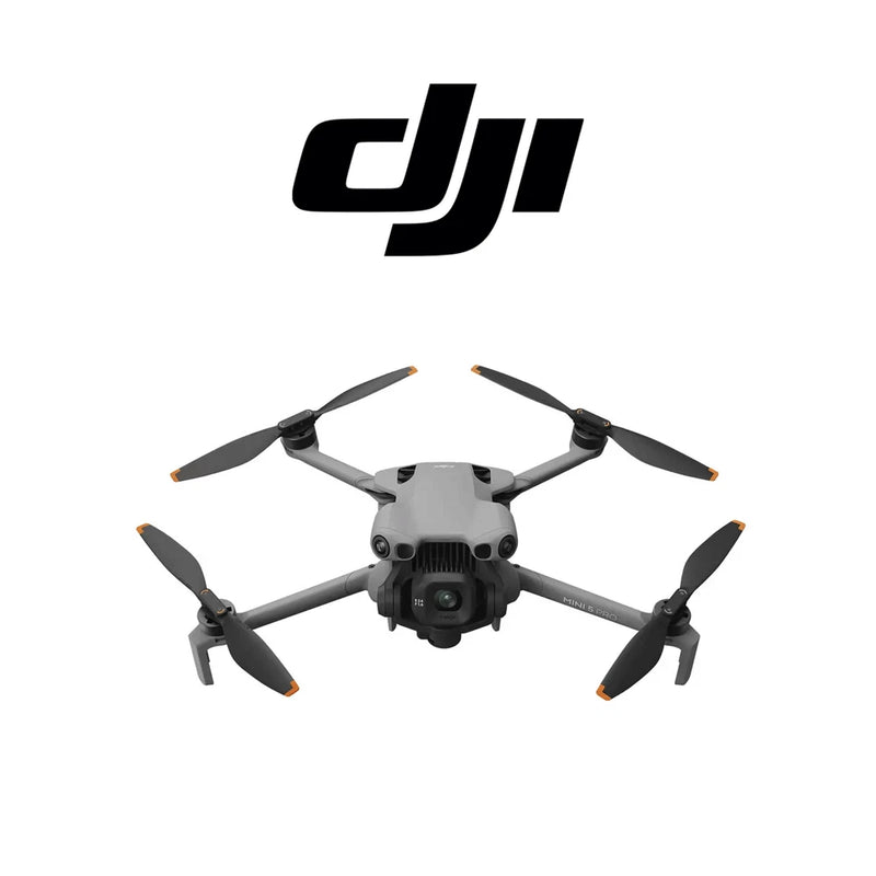 Quadcopter drone with four rotors, gray and black body