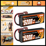 High-Performance 3S Lipo Battery 5200mAh 11.1V 80C Hard Case T Plug for RC Vehic Battery