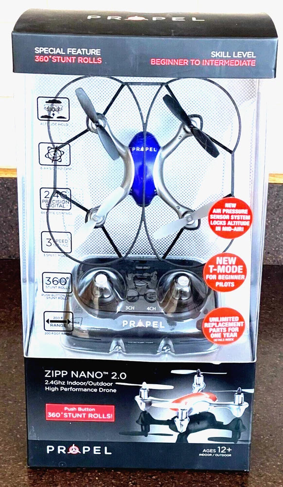 Propel ZIPP NANO 2.0 remote control nano drone box with blue drone