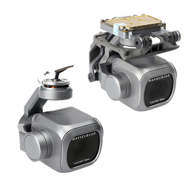 Gray gimbal-mounted Hasselblad camera module with lens, DJI Mavic 2 Pro replacement part