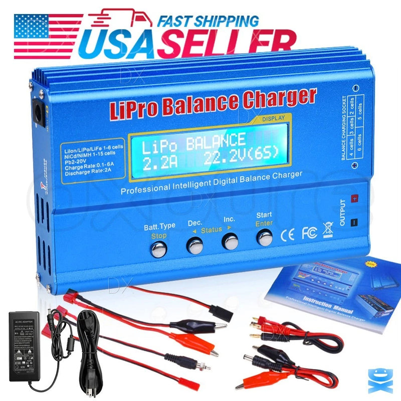 80W Fast Digital Balance Charger For iMAX B6 AC LCD RC LiPo LiFe NiCD Battery Battery
