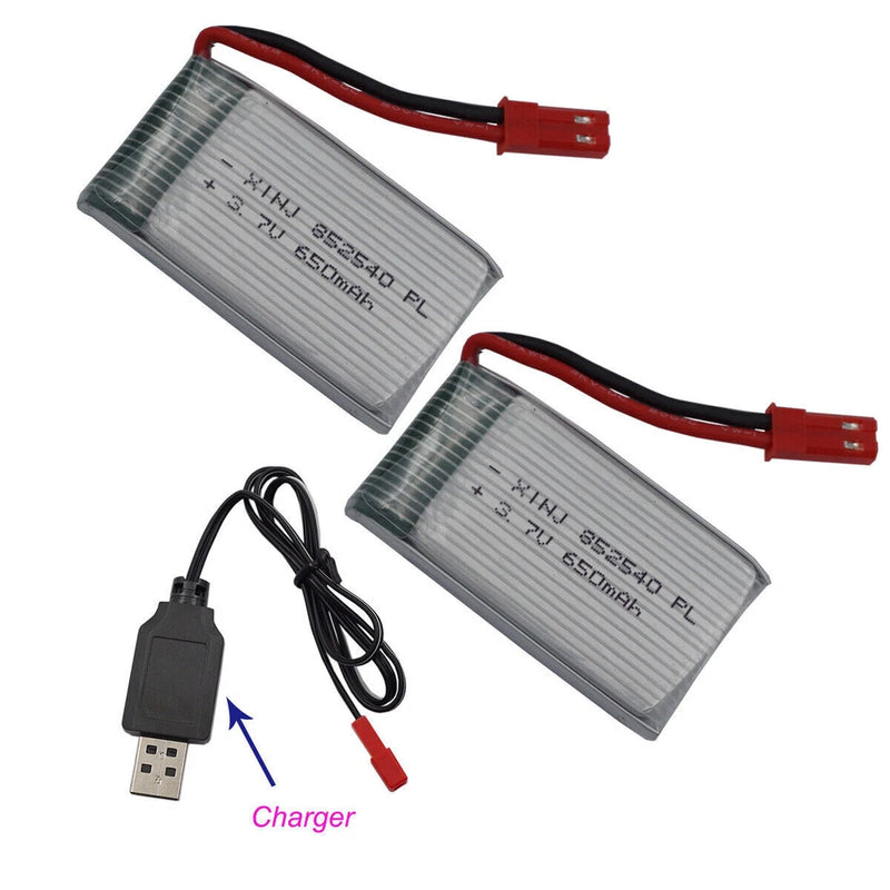 2pcs 3.7V 25C 650mAh Lipo Battery with JST Plug For SYMA X5C X5A X5SC RC Drone