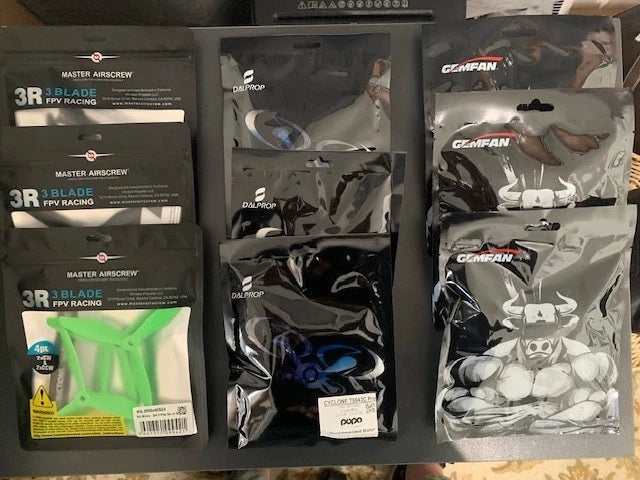 FPV 5 In. Drone Propellers- LOT of 9 (3 Gemfan, 3 Master Airscrew, 3 Dalprop)NEW