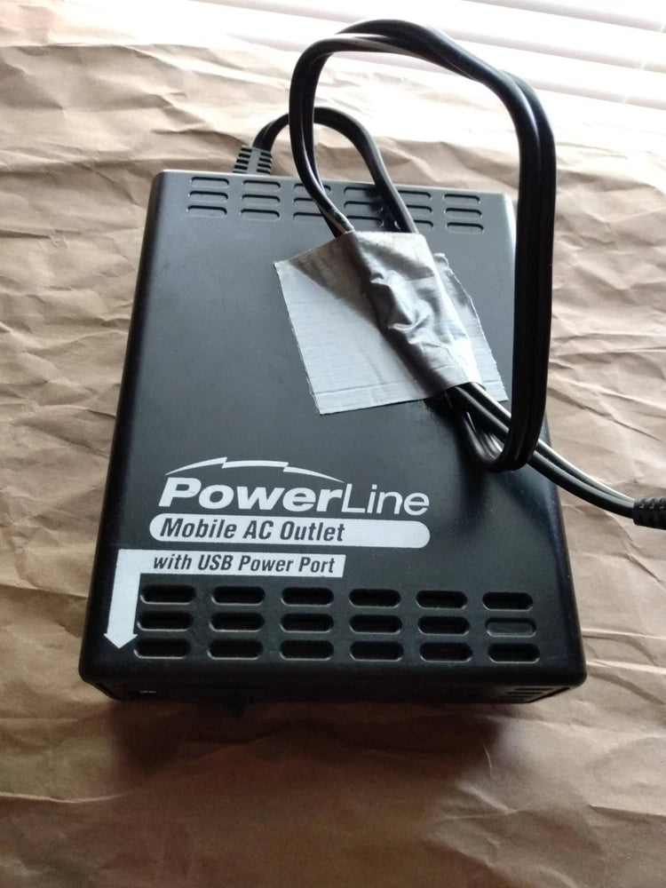 PowerLine Mobile AC 2-Outlet 200W DC to AC Converter Box w USB Power Port