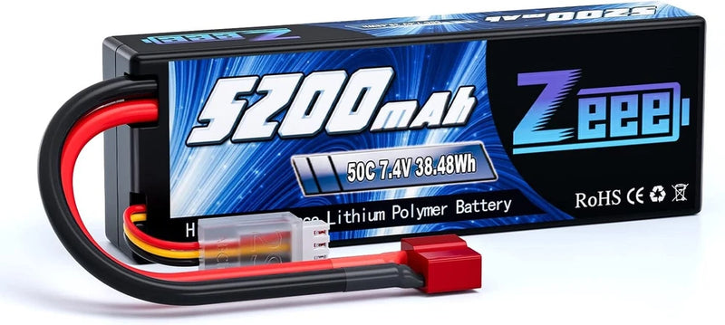 2S 5200mAh Lipo Battery 7.4V 50C Hard Case with T Connector for RC Truck RC