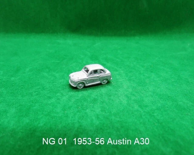 N gauge metal model car in white, Austin A30 (NG 01, 1953-56)