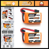 Orange 14.8V 850mAh LiPo battery with black XT60 plug for RC