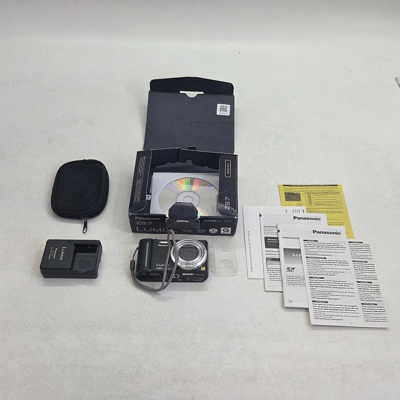 Panasonic Lumix DMC-ZS7 Black Digital Camera 12x Optical Zoom Lens Untested