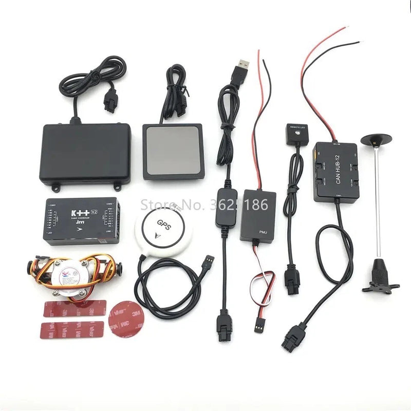 JIYI K++ V2 dual-CPU drone control hub kit with radar, GPS module, and cables