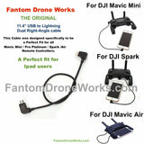 Micro-USB to Lightning drone remote control cable with right-angle connectors