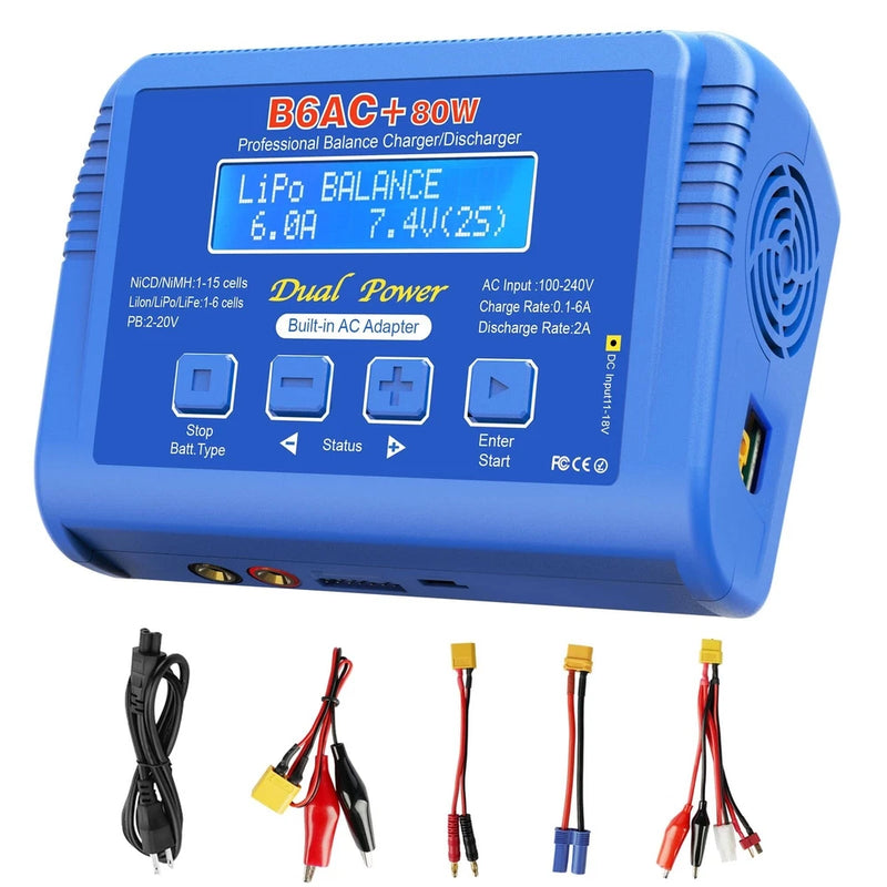 LiPo Charger 80W 6A Balance Battery Charger for RC Car Boat Drone Battery