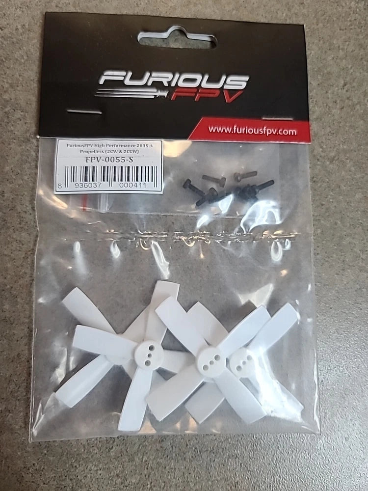 Furious FPV Propellers High Performance-White-2035-4-Blade(2CW &2CCW) w/screws