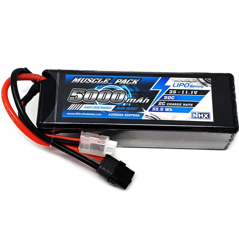 NHX Muscle Pack 3S 11.1V 5000mAh 50C Hard Case Lipo Battery XT60/Traxxas Adapter Battery