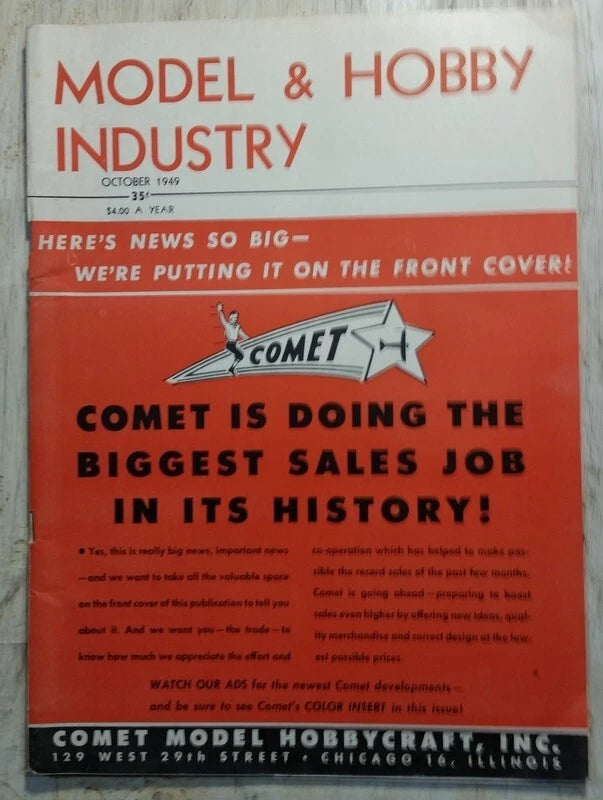 Model & Hobby Industry magazine cover with Comet airplane illustration