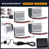 4 Pack 3.7V 250mAh LiPo Rechargeable Batteries & Storage Box for RC Drones/Quadc Battery