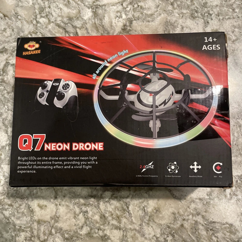 Neon mini drone toy box with LED lights and 2.4GHz remote controller