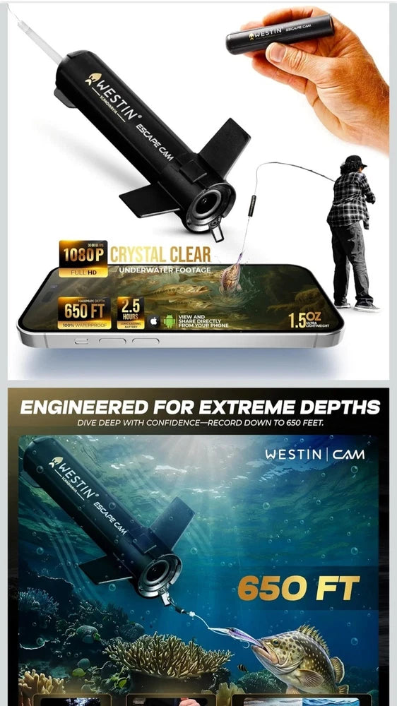 Westin Escape Cam ?C Ultra Compact Lightweight Underwater Fishing Camera ?C 1080 P