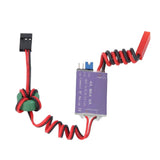 Purple RC UBEC DC-DC power module with red wiring and input/output leads