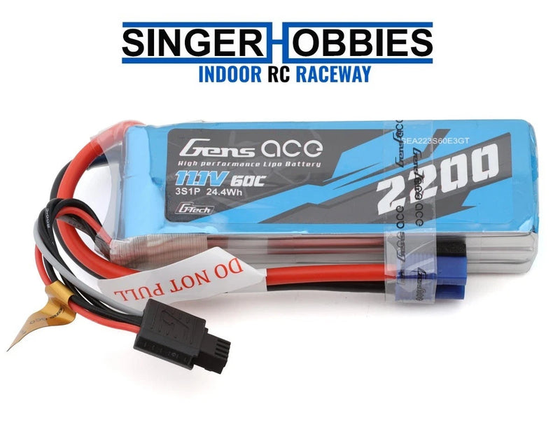GENS ACE GEA223S60E3GT G-Tech Smart 3S LiPo Battery 60C (11.1V/2200mAh) w/ EC3 Battery