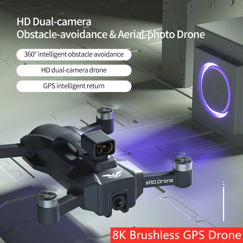 8K GPS quadcopter drone with brushless motors and front camera gimbal