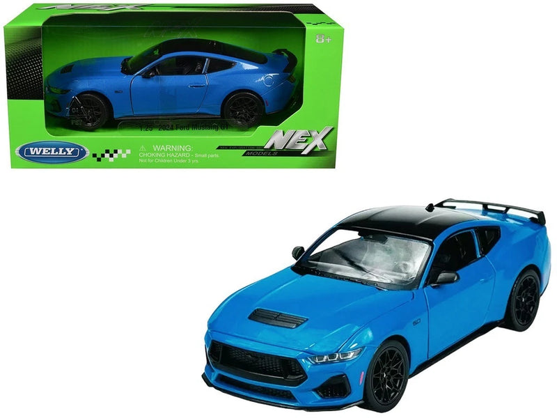 2024 FORD MUSTANG GT 5.0 BLUE 1/25 DIECAST MODEL CAR BY WELLY 24123