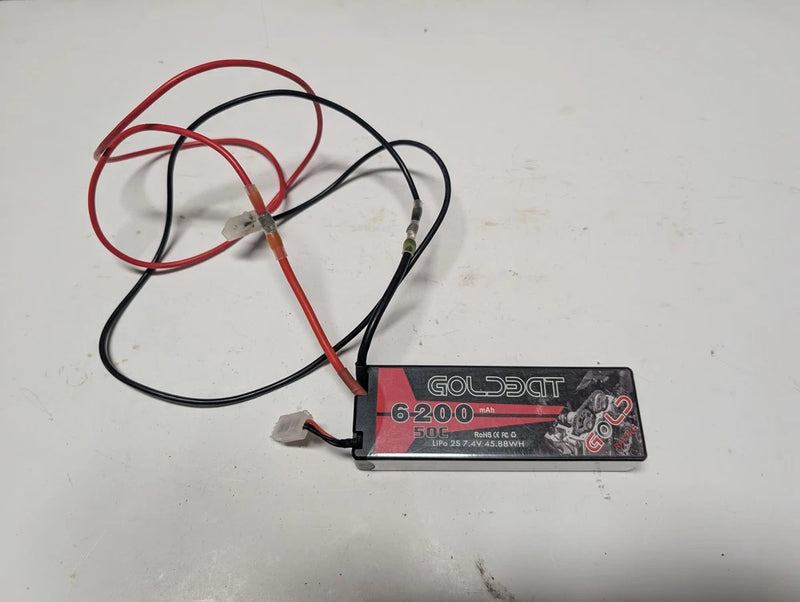 GOLDBAT LiPo Battery Pack 2S 7.4V 6200mAh 50C RC Hardwired Balance Lead Used Battery
