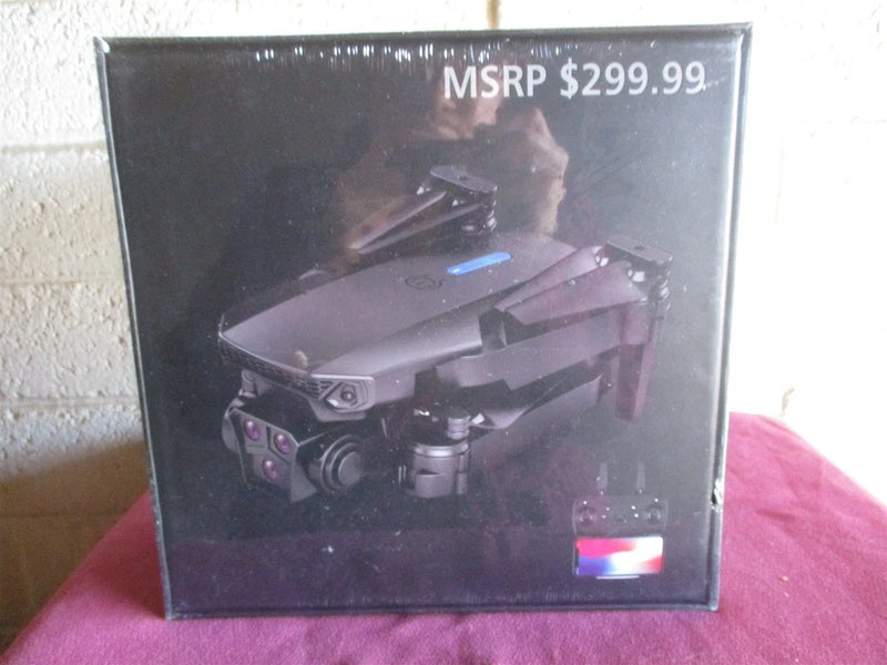Dual-lens HD camera drone on retail box front