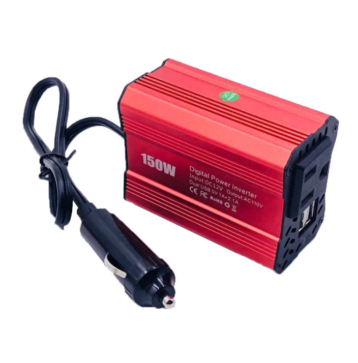 150W Car Power Inverter DC 12V to AC 110V Converter With 2 USB Ports
