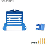 Blue alloy RC steering gear adapter with bracket, screws and pins