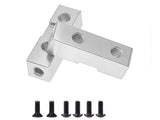 Metal servo mount bracket with four mounting screws and threaded holes