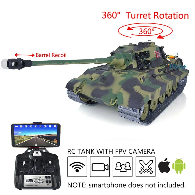 1/16 7.0 Henglong King Tiger 3888A BB IR RC RTR Tank 360¡ã Barrel Recoil FPV