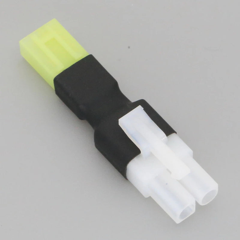 RC battery adapter connector, mini Tamiya male to female, no wires, black and white