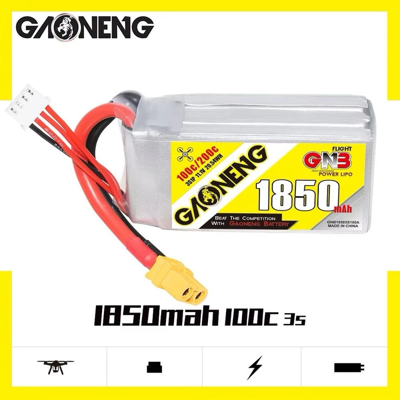 LiPo 3s 11.1v 1850mah 100C/200C  XT60 Plug GNB Battery for RC Car Boat FPV Drone