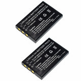 2-pack 3.7V lithium-ion battery packs for NP-60 camera, two black batteries with contacts