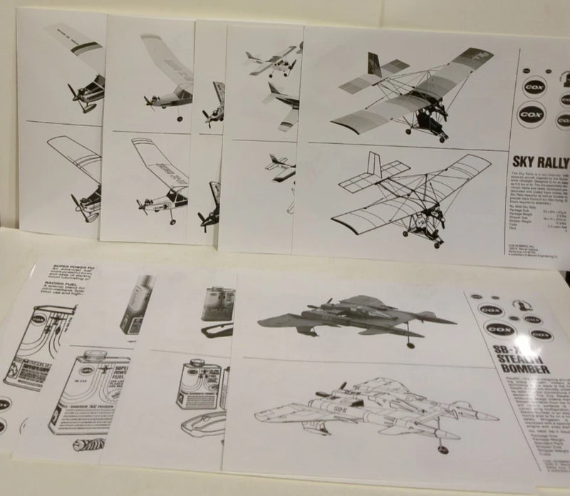 Lot of 9 Cox Hobbies Black & White RC Airplanes Photographs - Set D